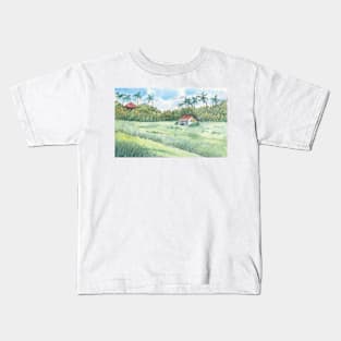 Watercolor Paddy Fields Kids T-Shirt